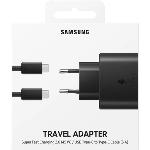 Samsung EP-TA845 45W Charger (1 Type-C) + Type-C to Type-C Cable (Black)